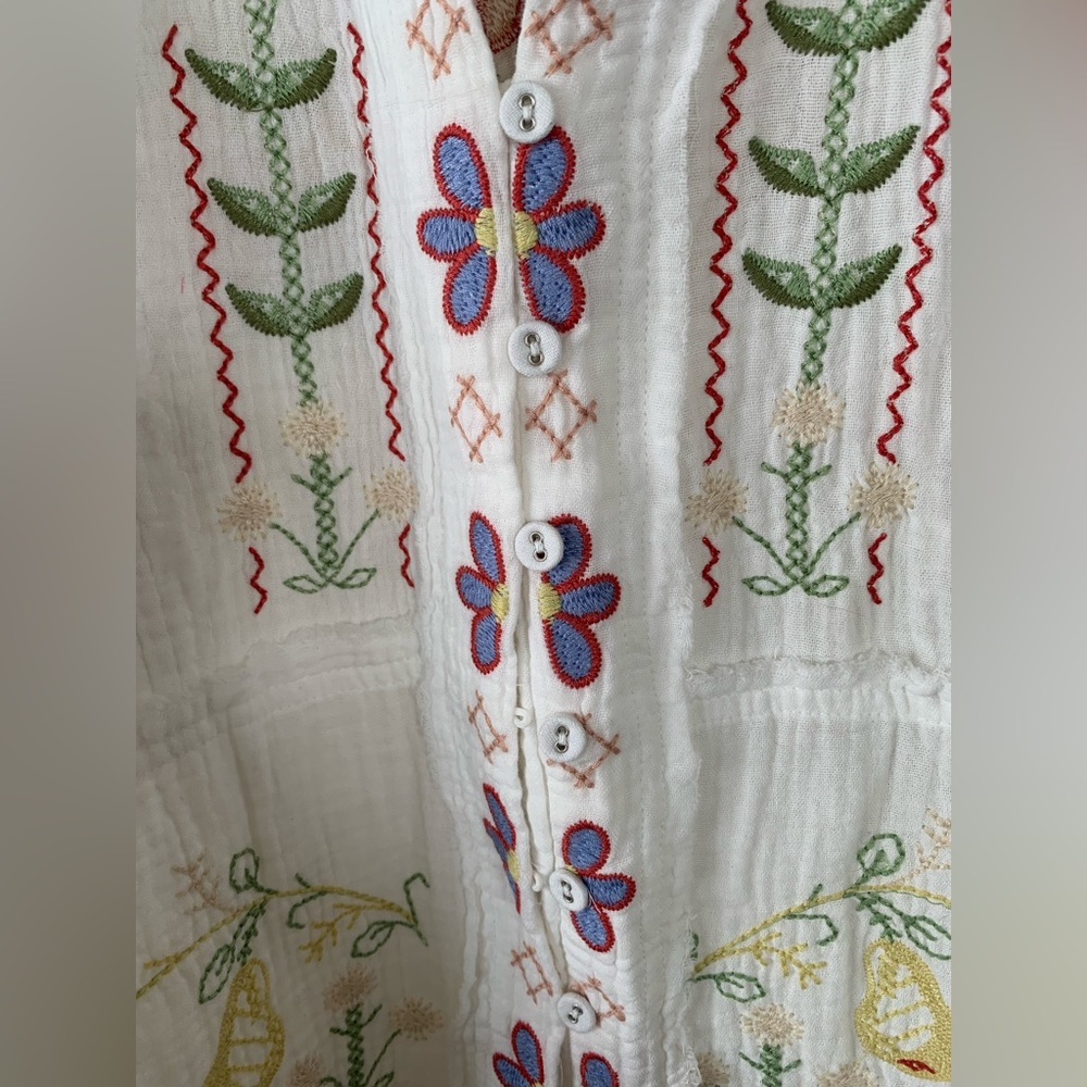 Johnny Was white Felicity Tunic embroidered blouse shirt NWOT size M - Picture 5 of 11